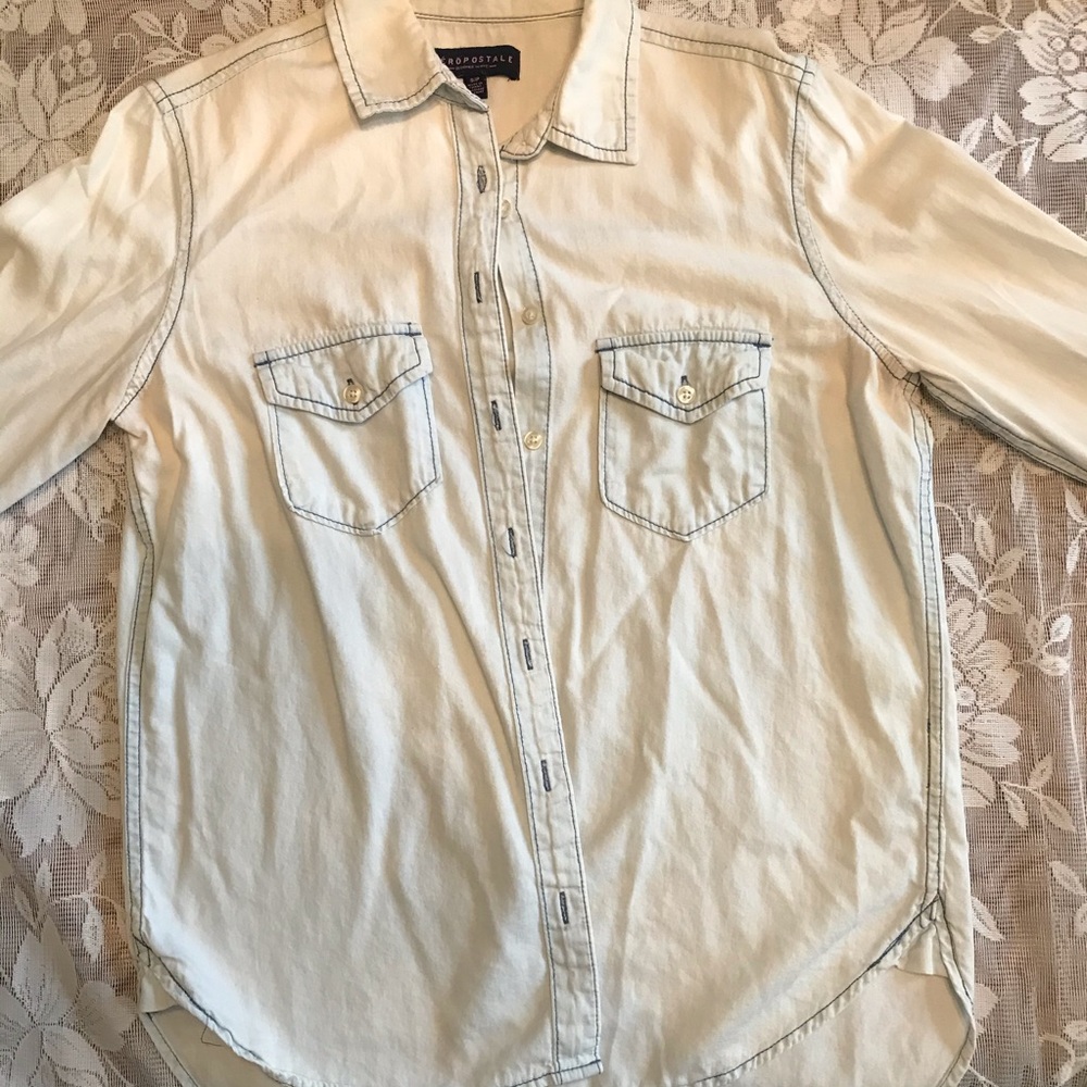 Aeropostale Light blue Long sleeve jean top
